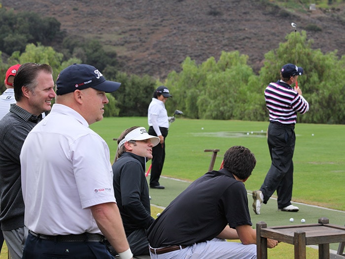 Mike C. and Marc S. look on as Cathi D. and Vern...
