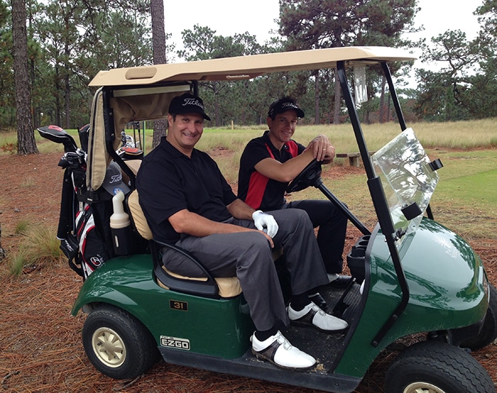 Team Titleist members Chris and Brad pair up to...